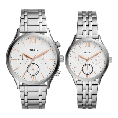 Shop Fossil Men's Fenmore Midsize Multifunction, Stainless Steel Watch In White