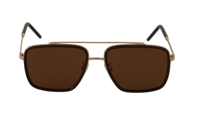 Shop Dolce & Gabbana Metal Square Polarized Lens Men's Sunglasses In Brown