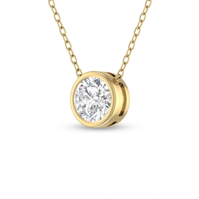 Shop Lab Grown Diamonds Lab Grown 1/4 Ctw Round Bezel Set Diamond Solitaire Pendant In 14k Yellow Gold In Silver