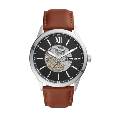 Shop Fossil Men's Flynn Automatic, Stainless Steel Watch In Brown
