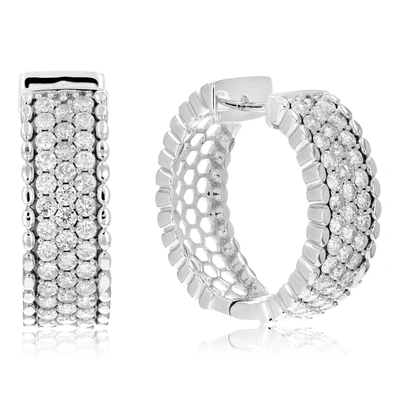 Vir Jewels 2 Cttw Diamond Hoop Earrings .925 Sterling Silver 76 Stones Dangle 7/8 Inch In Silver