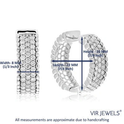 Vir Jewels 2 Cttw Diamond Hoop Earrings .925 Sterling Silver 76 Stones Dangle 7/8 Inch In Silver