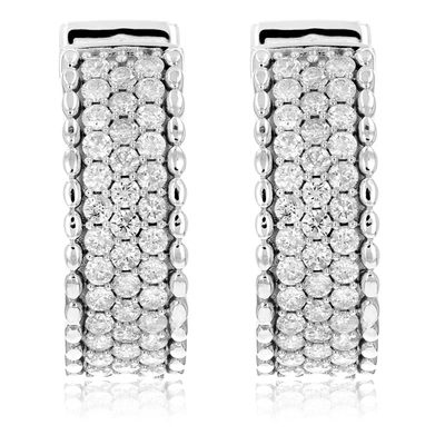 Vir Jewels 2 Cttw Diamond Hoop Earrings .925 Sterling Silver 76 Stones Dangle 7/8 Inch In Silver