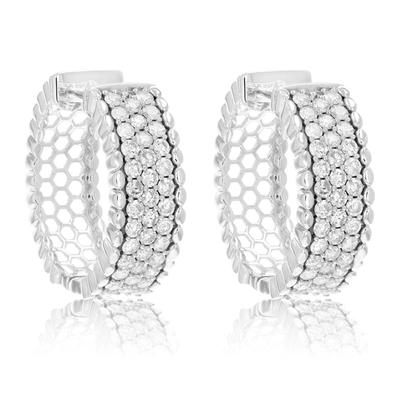 Vir Jewels 2 Cttw Diamond Hoop Earrings .925 Sterling Silver 76 Stones Dangle 7/8 Inch In Silver