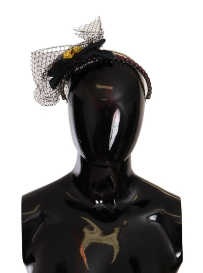 Shop Dolce & Gabbana Tiara Crystals Fruits Mesh Diadem Women's Headband In Black