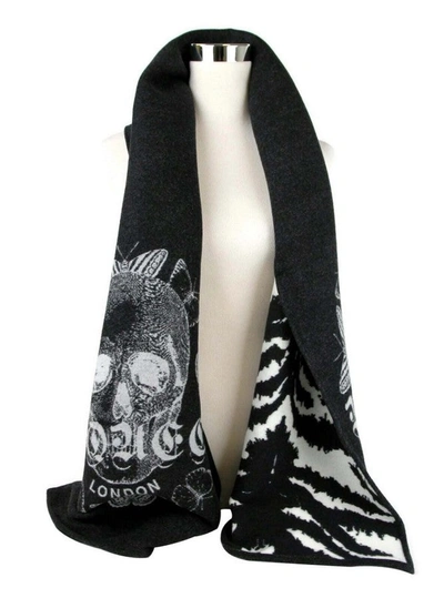 Shop Alexander Mcqueen Women's Wool / Silk Mq London Print Scarf In Black