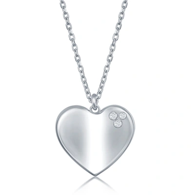 Simona Sterling Silver Diamond Heart Necklace In Silver