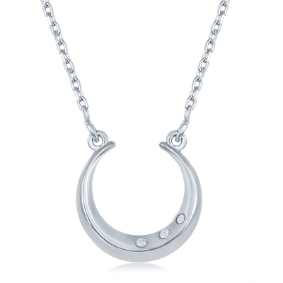 Shop Simona Sterling Silver 0.018cttw Diamond Horseshoe Necklace