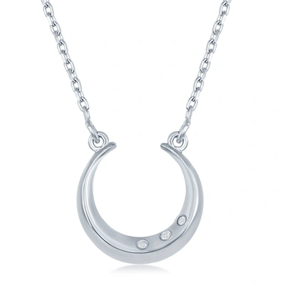 Simona Sterling Silver Diamond Horseshoe Necklace In Silver