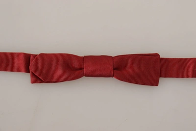 Shop Dolce & Gabbana 100% Silk Slim Adjustable Neck Papillon Bow Men's Tie In Red