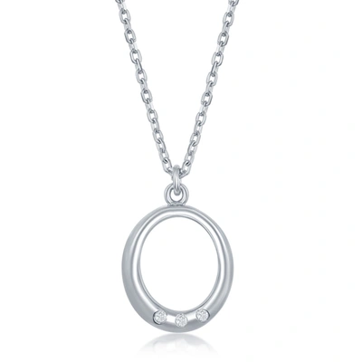Shop Simona Sterling Silver 0.03cttw Diamond Open Oval Necklace