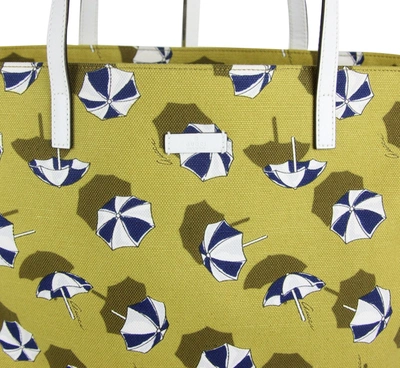 Shop Gucci Women's Heartbit Canvas Tote Handbag With Parasol Print In Yellow