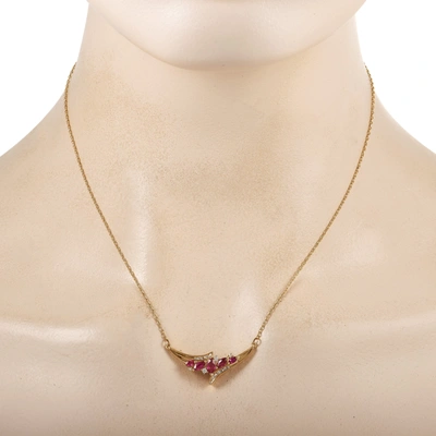 Shop Non Branded Lb Exclusive 14k Yellow Gold 0.14 Ct Diamond And Ruby Necklace In Multi