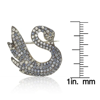 Shop Suzy Levian Sterling Silver Blue And White Sapphire Swan Brooche