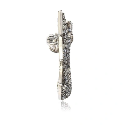 Suzy Levian Sterling Silver Pave Cz Swan Pin In Blue