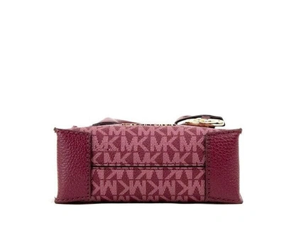 Shop Michael Kors Mercer Xs Mulberry Signature Pvc North South Shopper Crossbody Women's Bag In Red