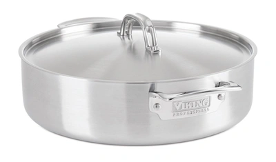 Shop Viking Professional 5-ply Stainless Steel 6.4 Qt Casserole Pan In Silver
