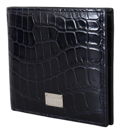 Shop Dolce & Gabbana Bifold Card Holder Men Exotic Leather Men's Wallet In Black