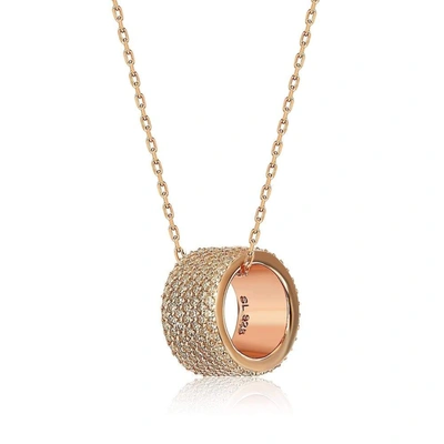 Suzy Levian Rose Sterling Silver Cubic Zirconia Eternity Pendant Necklace In White