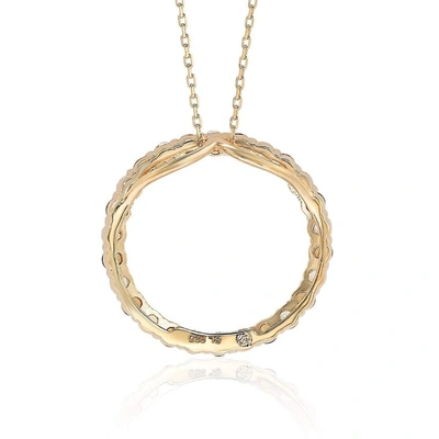 Suzy Levian Rose Sterling Silver Brown & White Cubic Zirconia Alternating Circle Eternity Pendant In Brown