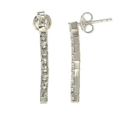 Suzy Levian Sterling Silver Cubic Zirconia White Line Dangle Earrings
