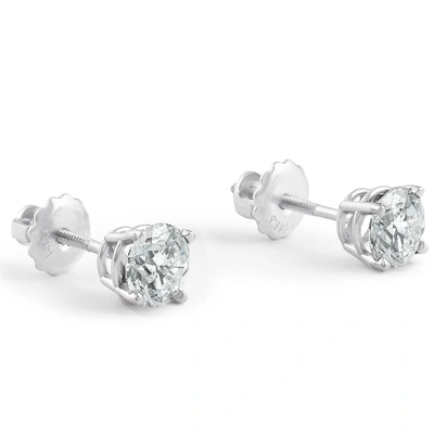 Pompeii3 Screw Back 1 Ct T. W. Genuine Diamond Studs Available In 14k White Or Yellow Gold In Silver