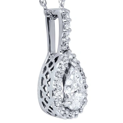Pompeii3 3/8ct Fancy Pear Shaped 14k Solitaire Diamond Pendant In Silver