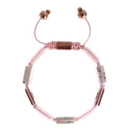 Shop Nialaya Cz Quartz Howlite 925 Women's Bracelet In Pink