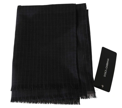Shop Dolce & Gabbana 100% Wool Striped Pattern Wrap Men's Scarf In Grey