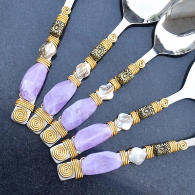 Shop Tiramisu Lilac Serving Spoons (set Of 6) In Purple