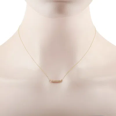 Non Branded Lb Exclusive 14k Yellow Gold 0.10ct Diamond Bar Necklace