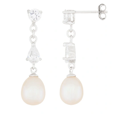 Shop Splendid Pearls Sterling Silver 7.5-8mm Freshwater Pearl Earrings In White
