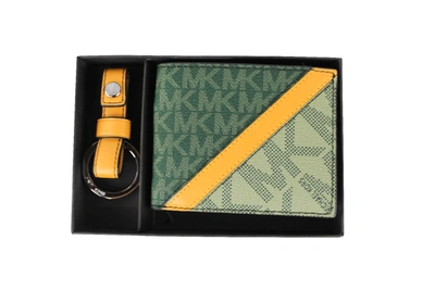 Shop Michael Kors Gifting Slim Signature Bifold With Key Fob Box Set Women's (/yellow) In Green