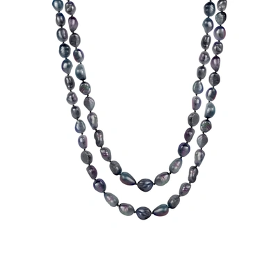 Shop Splendid Pearls Endless 64" Multicolor Baroque Shaped Pearl Necklace In Black