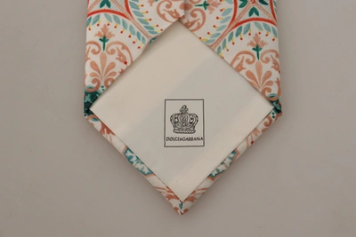 Shop Dolce & Gabbana Majolica Pattern Accessory 100% Silk Men's Necktie In Gold