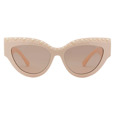 Shop Jimmy Choo Cateye Sunglasses Sonja Szj2s Light Pink 55mm In Beige