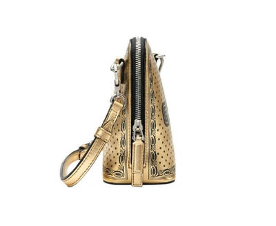 Shop Gucci Women's Guccy Sega Script Dome Mini Crossbody Bag In Gold