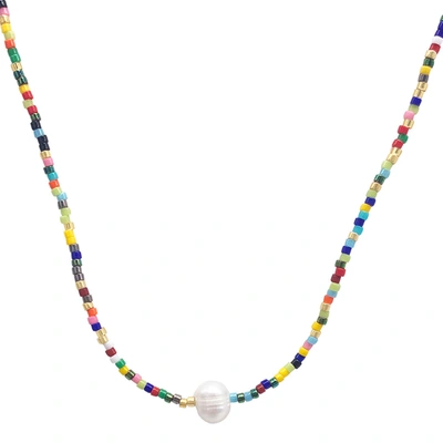 Shop Adornia Baroque Freshwater Pearl Center Stone Mix Beaded Necklace Gold In Multi
