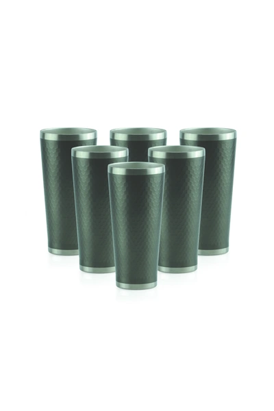 Minimal Stainless Steel Vacuum Insulated Tumbler Set Of 6 - 430 ml - Gunmetal In Grey