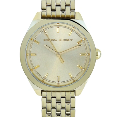 Shop Rebecca Minkoff Amari Gold-tone Watch 2200326 In White