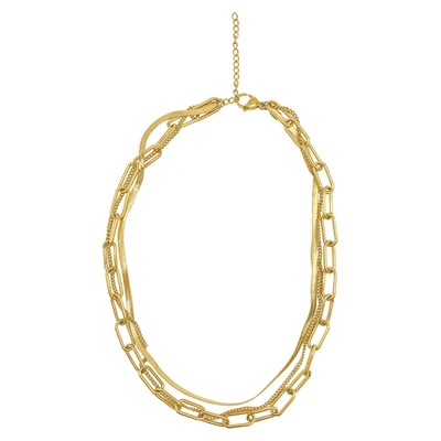Shop Adornia Paper Clip, Snake Chain And Curb Chain Neckalce Gold In Yellow