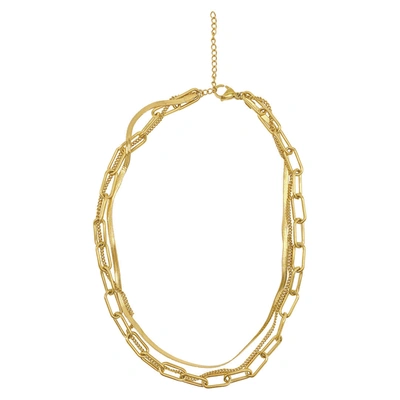 Adornia 14k Yellow Gold Plated Mixed Chain Layered Necklace In Yellow
