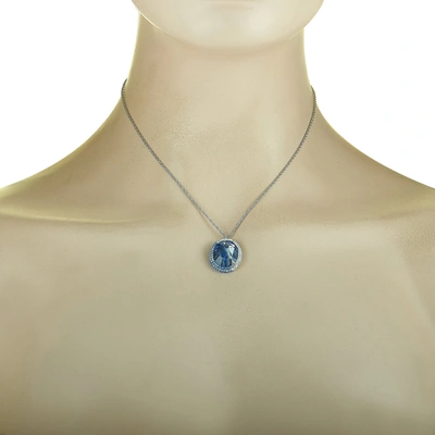Swarovski Rhodium-plated Stainless Steel Blue And Clear Crystals Pendant Necklace In Multi
