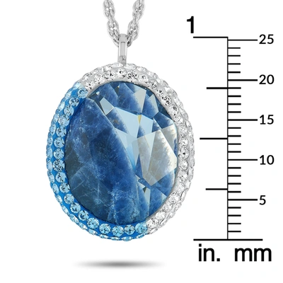 Swarovski Rhodium-plated Stainless Steel Blue And Clear Crystals Pendant Necklace In Multi