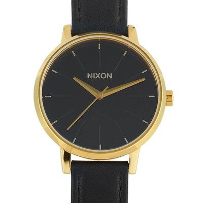 Shop Nixon Kensington Leather Gold/black Watch A108-513-00