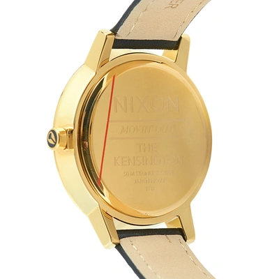 Shop Nixon Kensington Leather Gold/black Watch A108-513-00