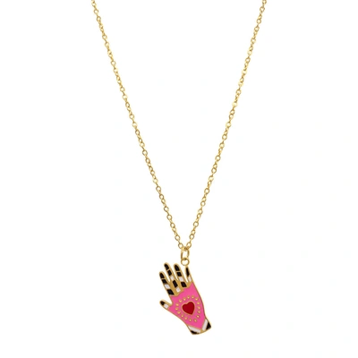 Shop Adornia Hamsa Heart Pendant Necklace Pink Gold