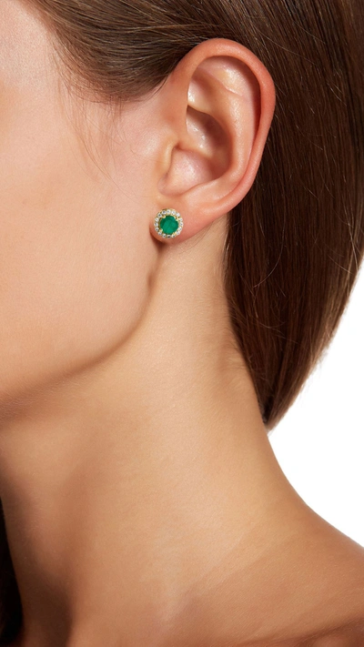 Savvy Cie Jewels 18k Gold Vermeil 1.30gtw Natural Emerald & White Zircon Stud Earrings In Green