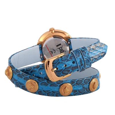 Versace Medusa Stud Icon Quartz Blue Leather Watch Verf00418 In Multi