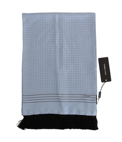 Shop Dolce & Gabbana Silk Polka Dot Men's Scarf In Grey